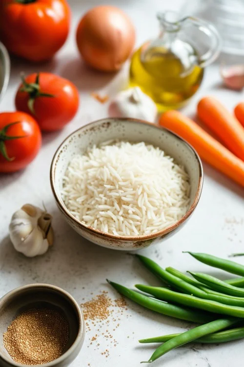 ingredientes arroz negro con verduras